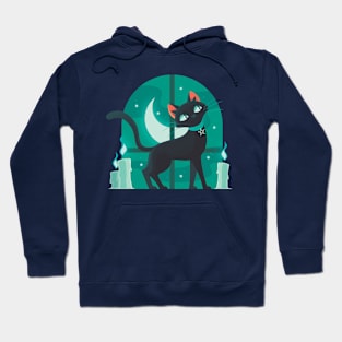 halloween cat green Hoodie